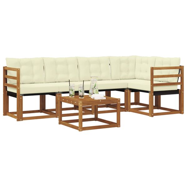 vidaXL Conjunto de sof&aacute;s de exterior con coj&iacute;n 6 pcs Natural y Beige