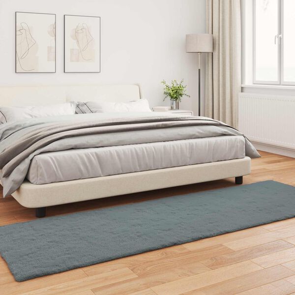 vidaXL Alfombra de Piel Sint&eacute;tica de Conejo Olite Antracita Poli&eacute;ster