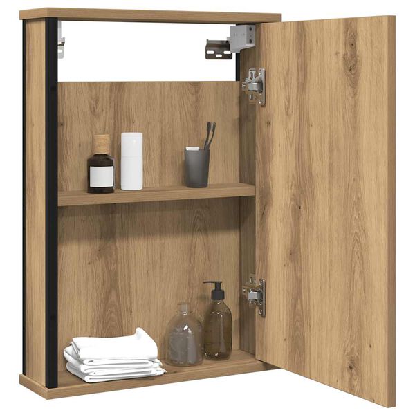 vidaXL Mueble de baño con espejo de roble artesanal 42x12x60 cm