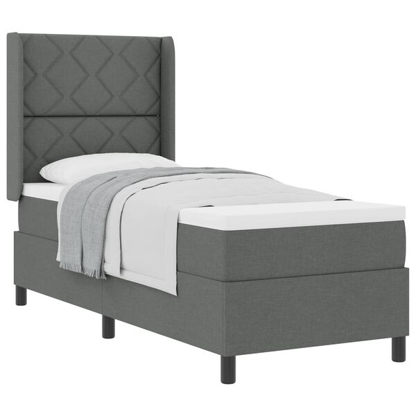 vidaXL Cama tipo Box Spring con colch&oacute;n Gris oscuro 80 x 200 cm tela