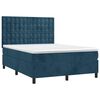 vidaXL Cama box spring con colch&oacute;n terciopelo azul oscuro 140x190 cm