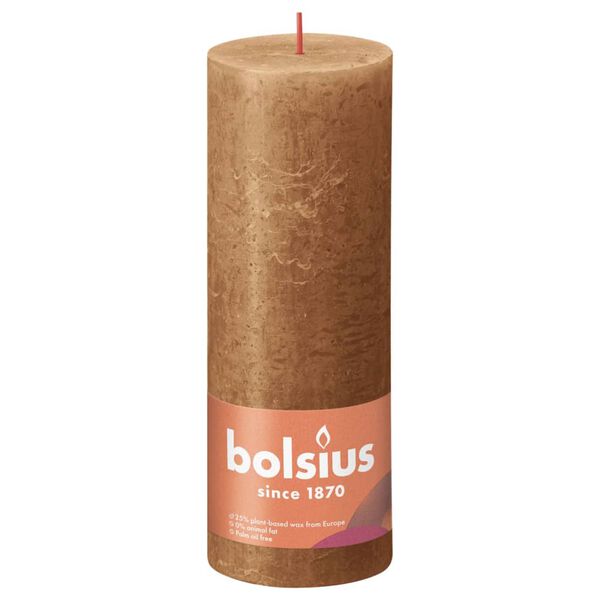 Bolsius Velas r&uacute;sticas Shine 4 unidades marr&oacute;n especiado 190x68 mm
