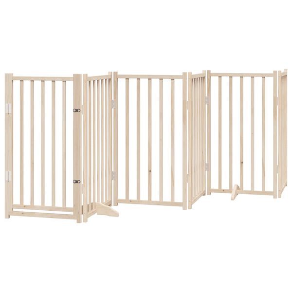 vidaXL Puerta para perros plegable 12 paneles madera de &aacute;lamo 600 cm