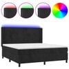 vidaXL Cama box spring colch&oacute;n y LED terciopelo negro 160x200 cm