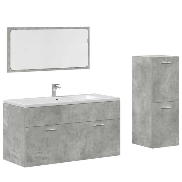 vidaXL Set muebles de ba&ntilde;o 2 piezas madera contrachapada gris hormig&oacute;n