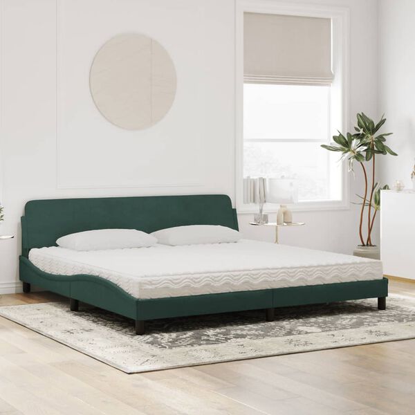 vidaXL Cama con colch&oacute;n Dover terciopelo verde oscuro 200x200 cm