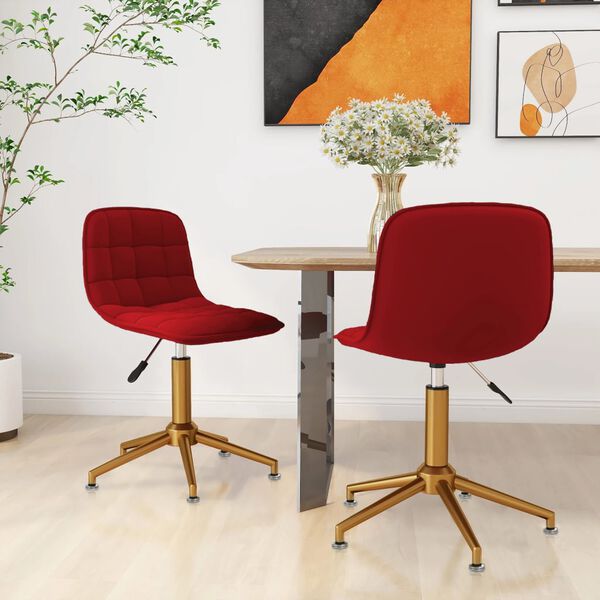 vidaXL Sillas de comedor giratorias 2 unidades terciopelo rojo tinto