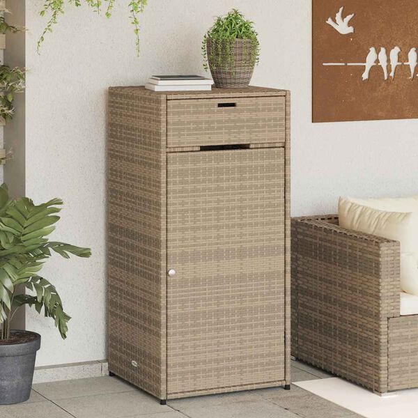 vidaXL Armario de almacenaje de jardín ratán PE beige 55x55x111 cm