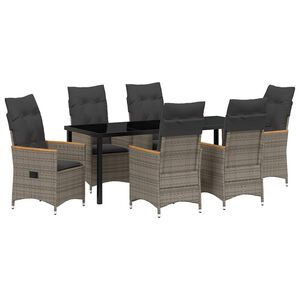 vidaXL Conjunto de Comedor de Jard&iacute;n 7 pcs Gris rat&aacute;n sint&eacute;tico
