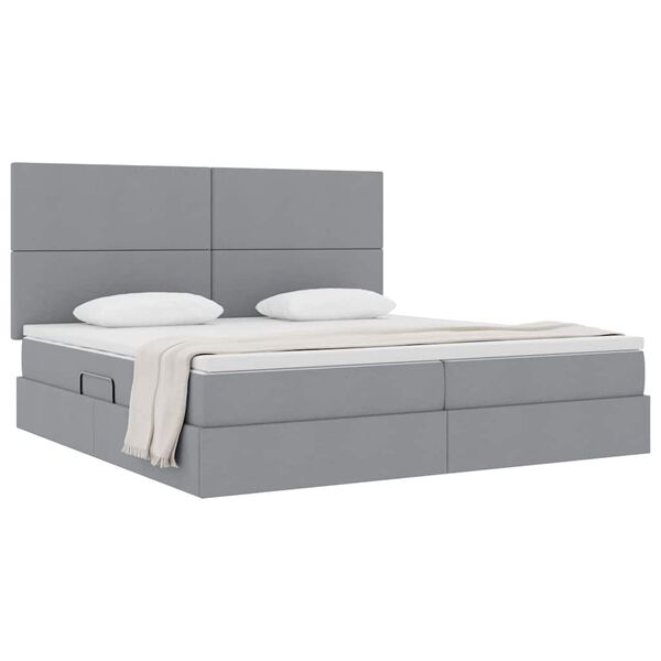 vidaXL Cama con almacenamiento y colch&oacute;n Gris Claro 200 x 200 cm