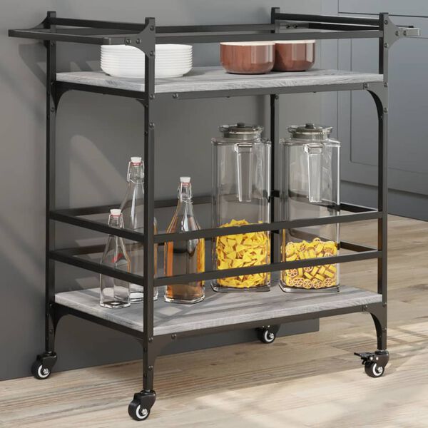vidaXL Carrito de cocina madera ingeniería gris Sonoma 82x40x78,5 cm