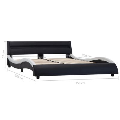 vidaXL Estructura cama con LED cuero sintético negro blanco 140x200 cm