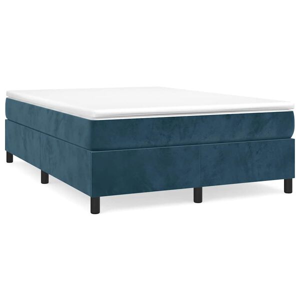 vidaXL Cama box spring con colch&oacute;n terciopelo azul oscuro 140x190 cm
