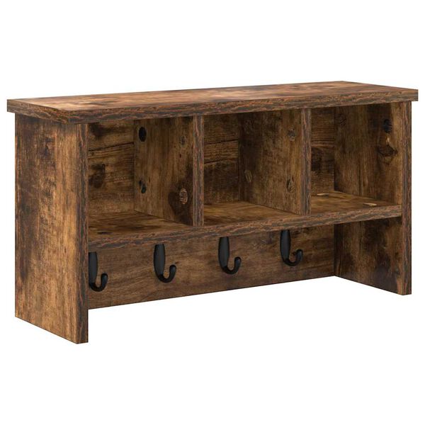 vidaXL Perchero de pared con estante Roble ahumado 50 x 16 x 26 cm