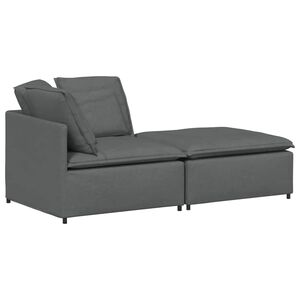 Sof&aacute; modular con reposapi&eacute;s y cojines de tela gris oscuro vidaXL
