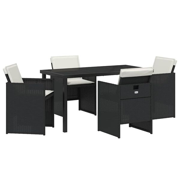 vidaXL Conjunto de Comedor de Jard&iacute;n 5 pcs Negro rat&aacute;n sint&eacute;tico