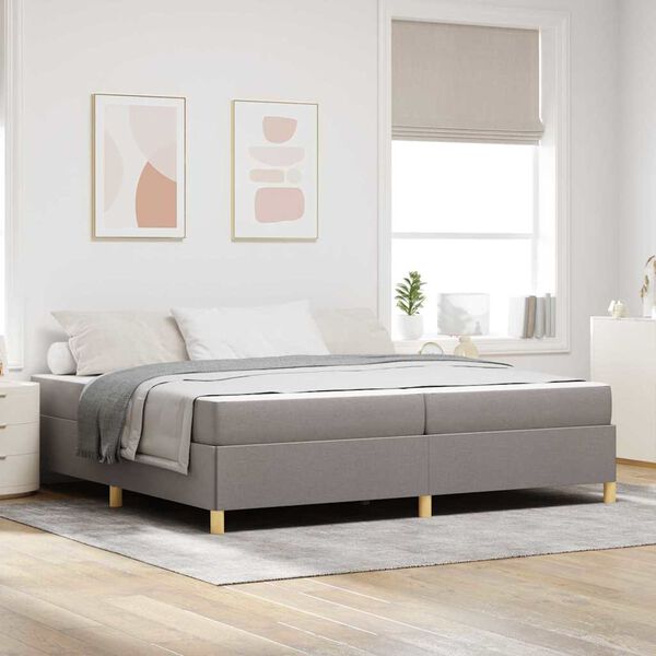 vidaXL Estructura de cama con colch&oacute;n Taup&eacute; 200 x 200 cm tela