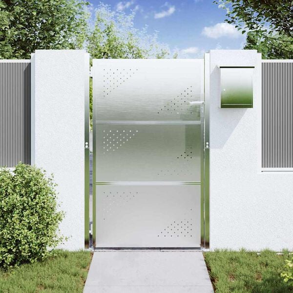 vidaXL Puerta de jardín Plateado 100 x 150 cm Acero inoxidable