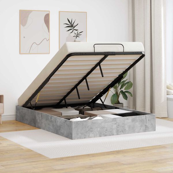 vidaXL Estructura de Cama Ottoman Gris Concreto 120 x 190 cm