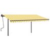 vidaXL Toldo autom&aacute;tico LED sensor de viento amarillo y blanco 4x3,5 m
