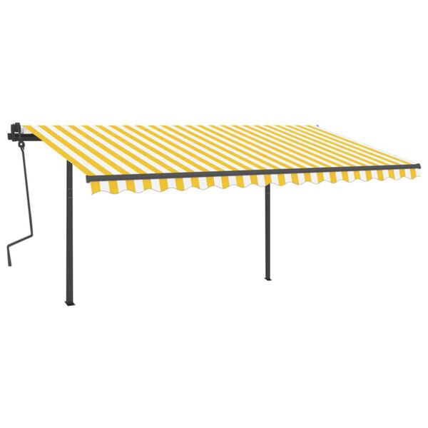 vidaXL Toldo autom&aacute;tico LED sensor de viento amarillo y blanco 4x3,5 m