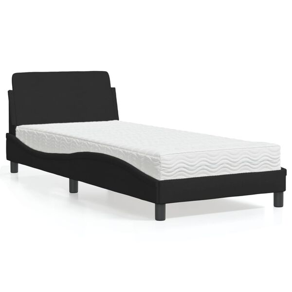 vidaXL Cama con colch&oacute;n Dover tela negro 90x200 cm