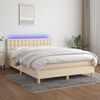 vidaXL Cama box spring colch&oacute;n y luces LED tela crema 140x190 cm