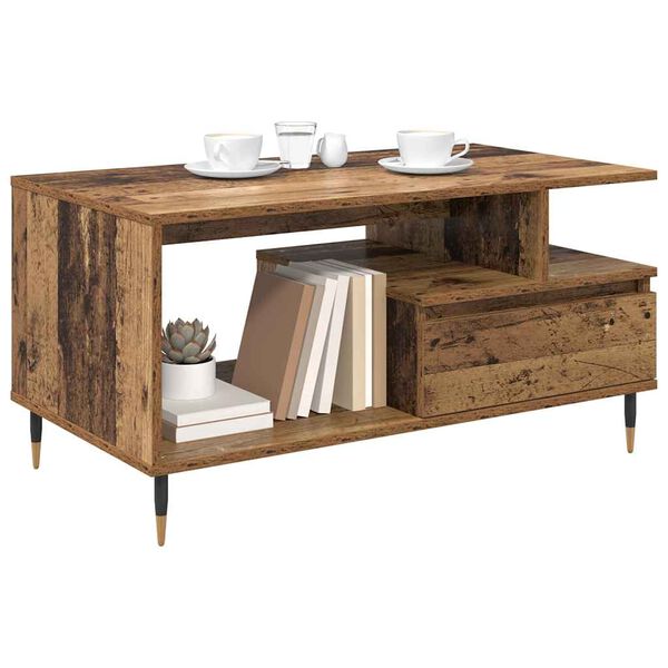 vidaXL Mesa de Caf&eacute; Madera vieja 90 x 49 x 45 cm Madera de ingenier&iacute;a