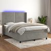 vidaXL Cama box spring colch&oacute;n y LED terciopelo gris claro 140x200 cm