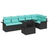 vidaXL Conjunto de sof&aacute; de jard&iacute;n con coj&iacute;n 7 pcs Negro Polirat&aacute;n
