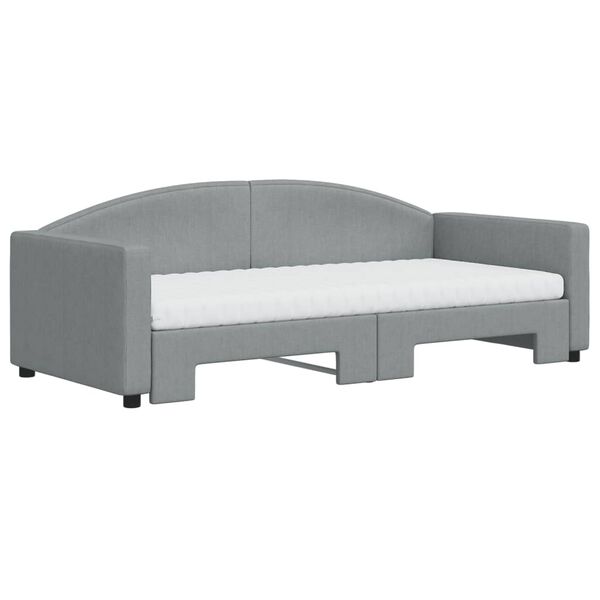 vidaXL Sof&aacute; cama nido con colch&oacute;n tela gris claro 90x190 cm