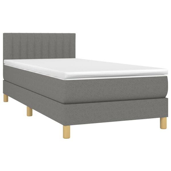 vidaXL Cama box spring con colch&oacute;n y LED tela gris oscuro 80x200 cm