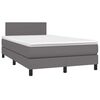 vidaXL Cama box spring con colch&oacute;n LED cuero sint&eacute;tico gris 120x190 cm