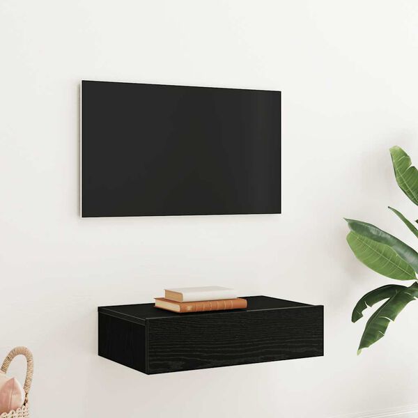 vidaXL Mueble de TV con luces LED Roble Negro 60x35x15,5 cm