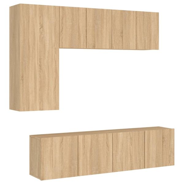 vidaXL Muebles de TV de pared 5 pzas madera de ingenier&iacute;a roble Sonoma