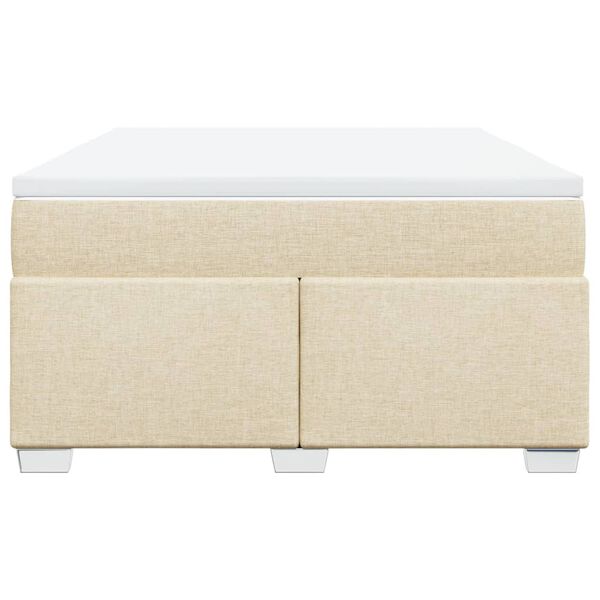 vidaXL Cama box spring con colch&oacute;n tela color crema 160x200 cm