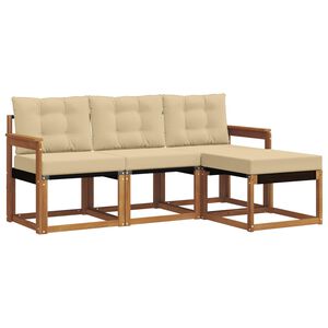 vidaXL Conjunto de sof&aacute;s de exterior 4 uds. Natural y Beige
