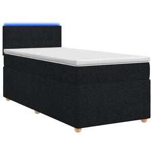 vidaXL Cama box spring con colch&oacute;n con cabecera Negro 80 x 200 cm Tela