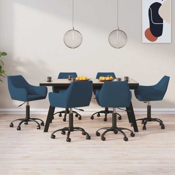 vidaXL Sillas de comedor giratorias 6 uds terciopelo azul