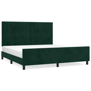 vidaXL Estructura cama sin colch&oacute;n terciopelo verde oscuro 160x200 cm
