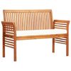 vidaXL Banco de jard&iacute;n 2 plazas con coj&iacute;n madera maciza acacia 120 cm