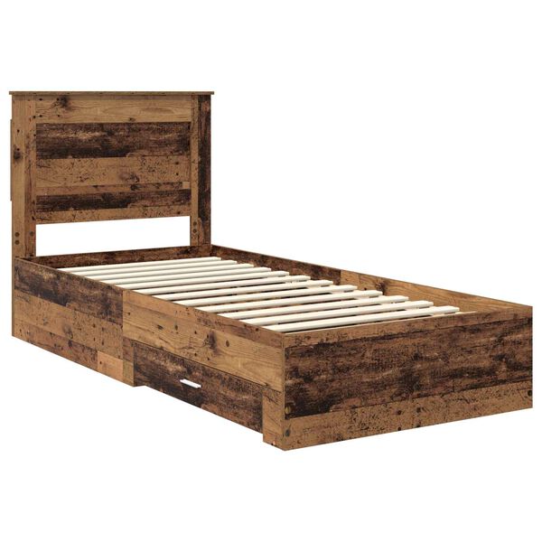 vidaXL Estructura de cama con caj&oacute;n con cabecera Madera contrachapada