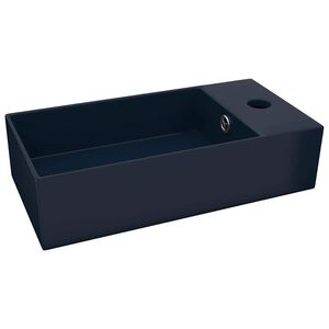 vidaXL Lavabo con rebosadero cer&aacute;mica azul oscuro