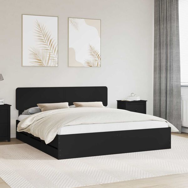 vidaXL Estructura de cama Negro 200 x 200 cm Madera Ingenieril