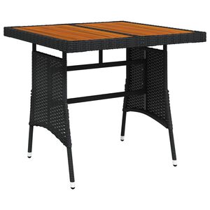 vidaXL Mesa de jard&iacute;n rat&aacute;n sint&eacute;tico y acacia maciza negro 70x70x72cm