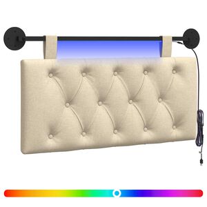vidaXL Cabecero colgante Con luz LED Crema Tela
