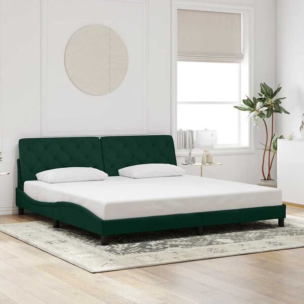 vidaXL Estructura cama sin colch&oacute;n terciopelo verde oscuro 200x200 cm