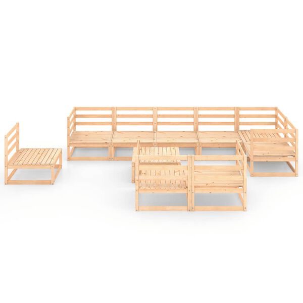 vidaXL Juego de muebles de jard&iacute;n 10 piezas madera maciza de pino