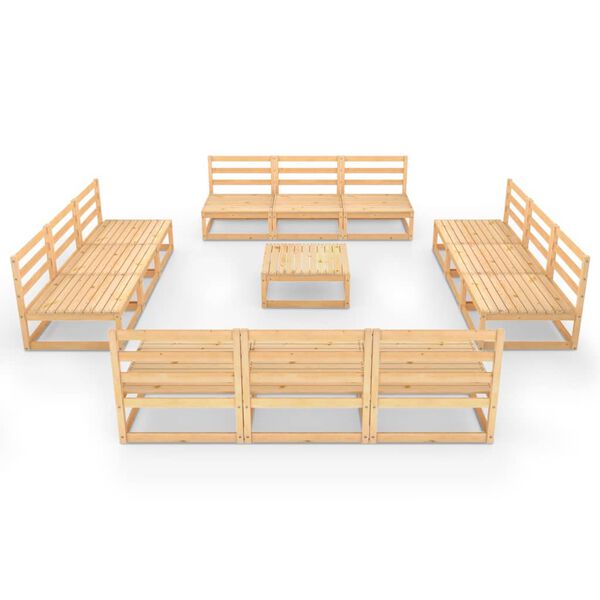 vidaXL Juego de muebles de jard&iacute;n 13 piezas madera maciza de pino