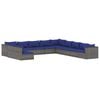 vidaXL Set de muebles de jard&iacute;n 11 pzas y cojines rat&aacute;n sint&eacute;tico gris